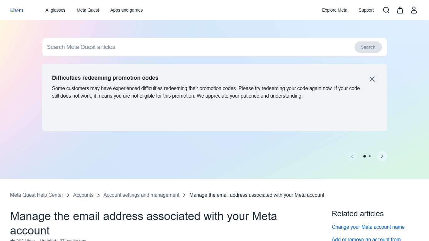 Manage the email address associated with your Meta account Quest Help Meta Store